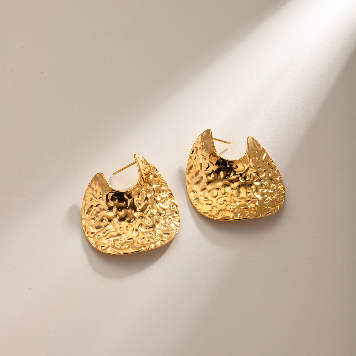 European And American Irregular Geometric Stainless Steel Pleated Stud Earrings